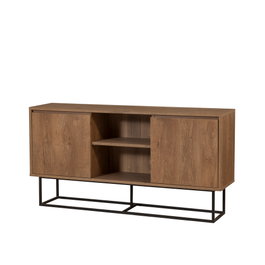 Hanah Home Consola Moderna e Industrial Nogal y Negro con Almacenamiento 140x72x36 cm